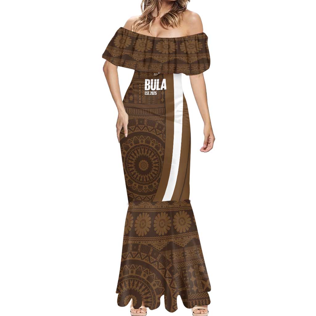 Bula Fiji Football Custom Mermaid Dress One Vanua One Team Tapa Pattern
