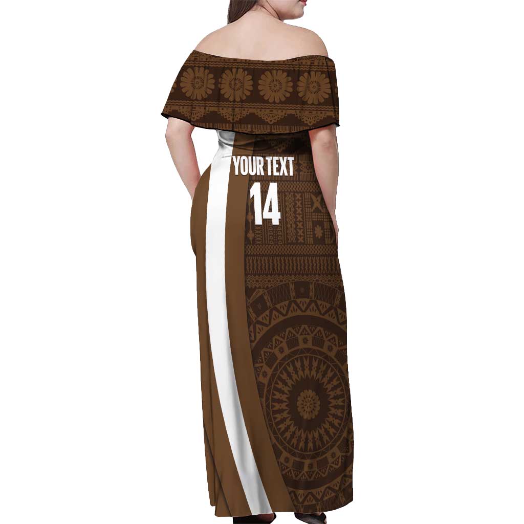 Bula Fiji Football Custom Off Shoulder Maxi Dress One Vanua One Team Tapa Pattern