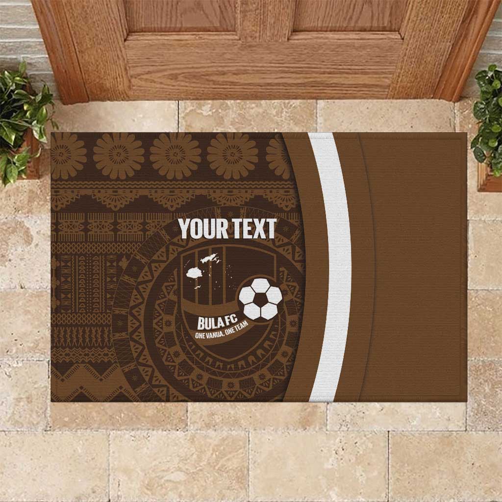 Bula Fiji Football Custom Rubber Doormat One Vanua One Team Tapa Pattern