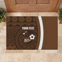 Bula Fiji Football Custom Rubber Doormat One Vanua One Team Tapa Pattern