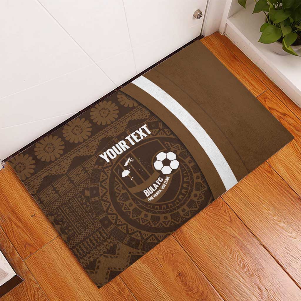 Bula Fiji Football Custom Rubber Doormat One Vanua One Team Tapa Pattern