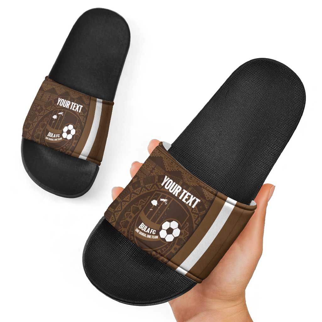Bula Fiji Football Custom Slide Sandals One Vanua One Team Tapa Pattern