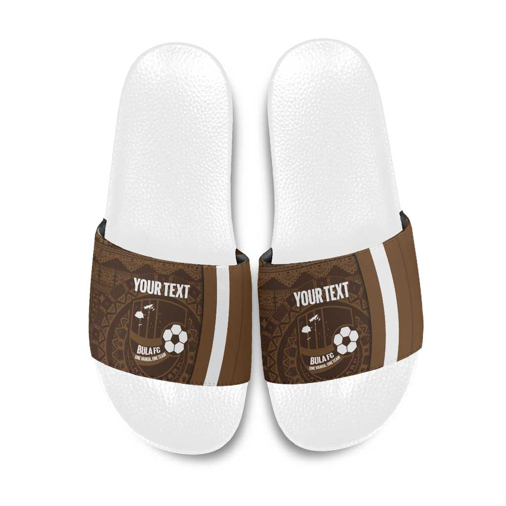 Bula Fiji Football Custom Slide Sandals One Vanua One Team Tapa Pattern