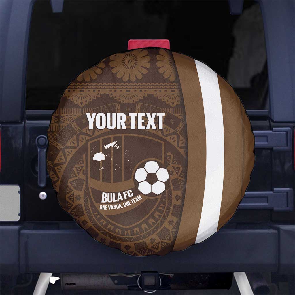 Bula Fiji Football Custom Spare Tire Cover One Vanua One Team Tapa Pattern LT14 No hole Brown - Polynesian Pride