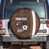 Bula Fiji Football Custom Spare Tire Cover One Vanua One Team Tapa Pattern LT14 Brown - Polynesian Pride