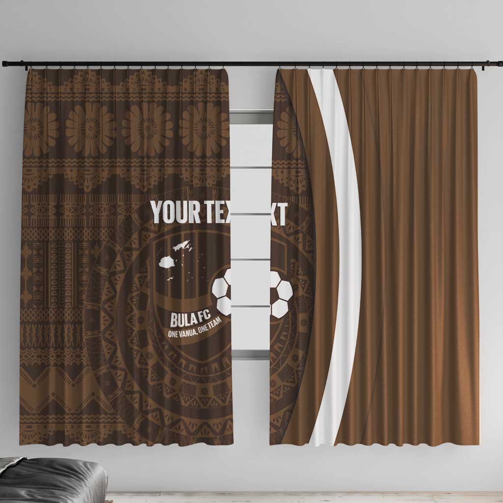 Bula Fiji Football Custom Window Curtain One Vanua One Team Tapa Pattern LT14 With Hooks Brown - Polynesian Pride