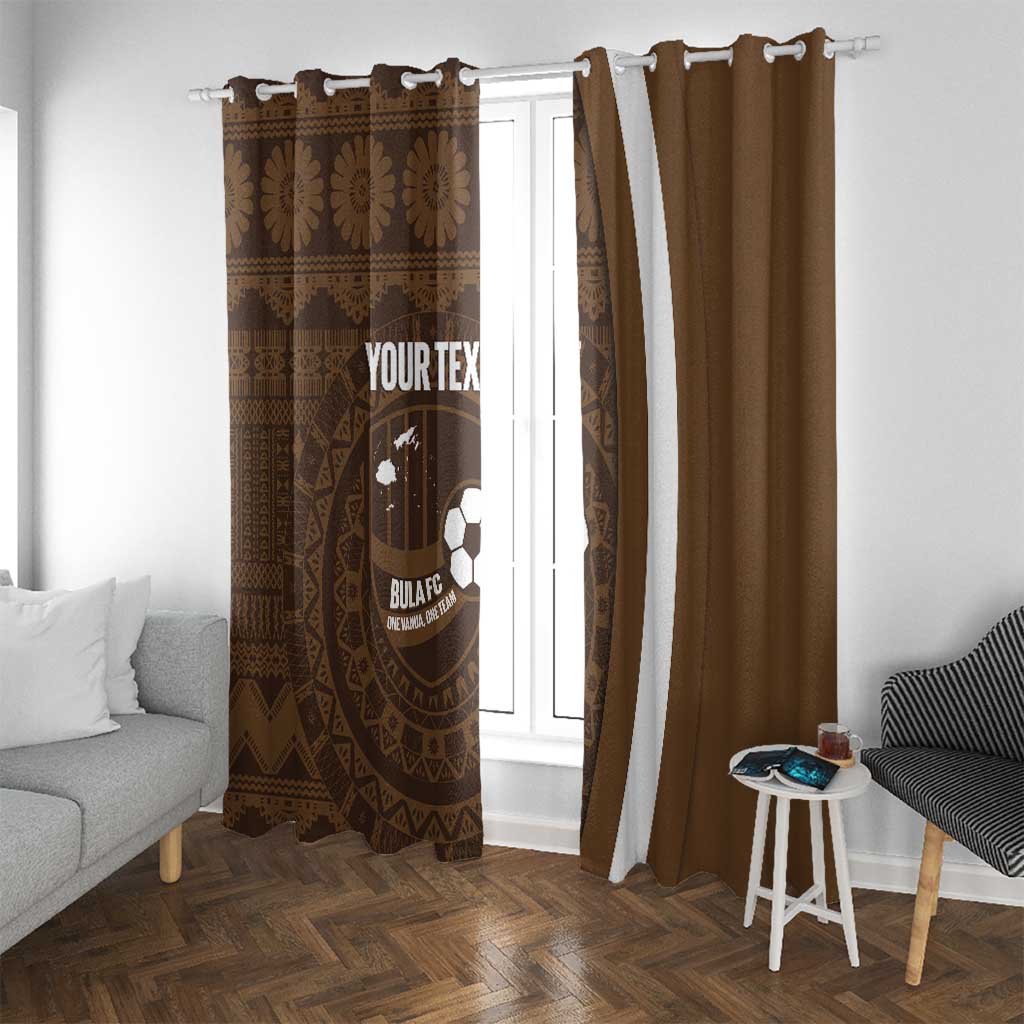 Bula Fiji Football Custom Window Curtain One Vanua One Team Tapa Pattern LT14 With Grommets Brown - Polynesian Pride