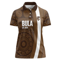 Bula Fiji Football Custom Women Polo Shirt One Vanua One Team Tapa Pattern LT14 Female Brown - Polynesian Pride