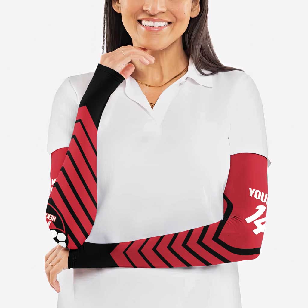 Hekari Papua New Guinea Football Custom Arm Sleeves Go PNG Red Army LT14 - Polynesian Pride