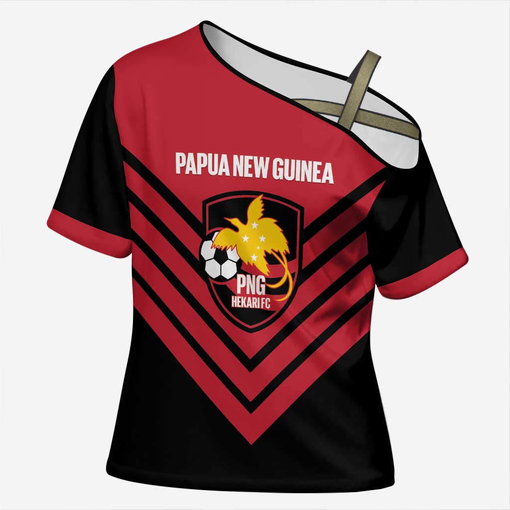 Hekari Papua New Guinea Football Custom Cross Shoulder Shirt Go PNG Red Army
