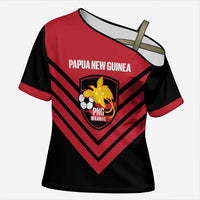 Hekari Papua New Guinea Football Custom Cross Shoulder Shirt Go PNG Red Army LT14 Female Red - Polynesian Pride