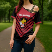 Hekari Papua New Guinea Football Custom Cross Shoulder Shirt Go PNG Red Army LT14 - Polynesian Pride