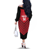 Hekari Papua New Guinea Football Custom Family Matching Off The Shoulder Long Sleeve Dress and Hawaiian Shirt Go PNG Red Army LT14 - Polynesian Pride