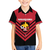 Hekari Papua New Guinea Football Custom Family Matching Off The Shoulder Long Sleeve Dress and Hawaiian Shirt Go PNG Red Army LT14 Son's Shirt Red - Polynesian Pride