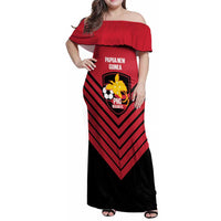 Hekari Papua New Guinea Football Custom Family Matching Off Shoulder Maxi Dress and Hawaiian Shirt Go PNG Red Army LT14 Mom's Dress Red - Polynesian Pride