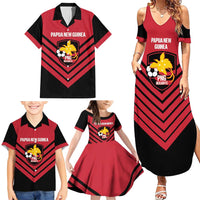 Hekari Papua New Guinea Football Custom Family Matching Summer Maxi Dress and Hawaiian Shirt Go PNG Red Army LT14 - Polynesian Pride