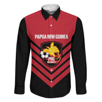 Hekari Papua New Guinea Football Custom Family Matching Summer Maxi Dress and Hawaiian Shirt Go PNG Red Army LT14 Dad's Shirt - Long Sleeve Red - Polynesian Pride