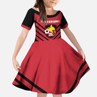 Hekari Papua New Guinea Football Custom Family Matching Tank Maxi Dress and Hawaiian Shirt Go PNG Red Army LT14 Daughter's Dress Red - Polynesian Pride