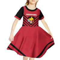 Hekari Papua New Guinea Football Custom Kid Short Sleeve Dress Go PNG Red Army