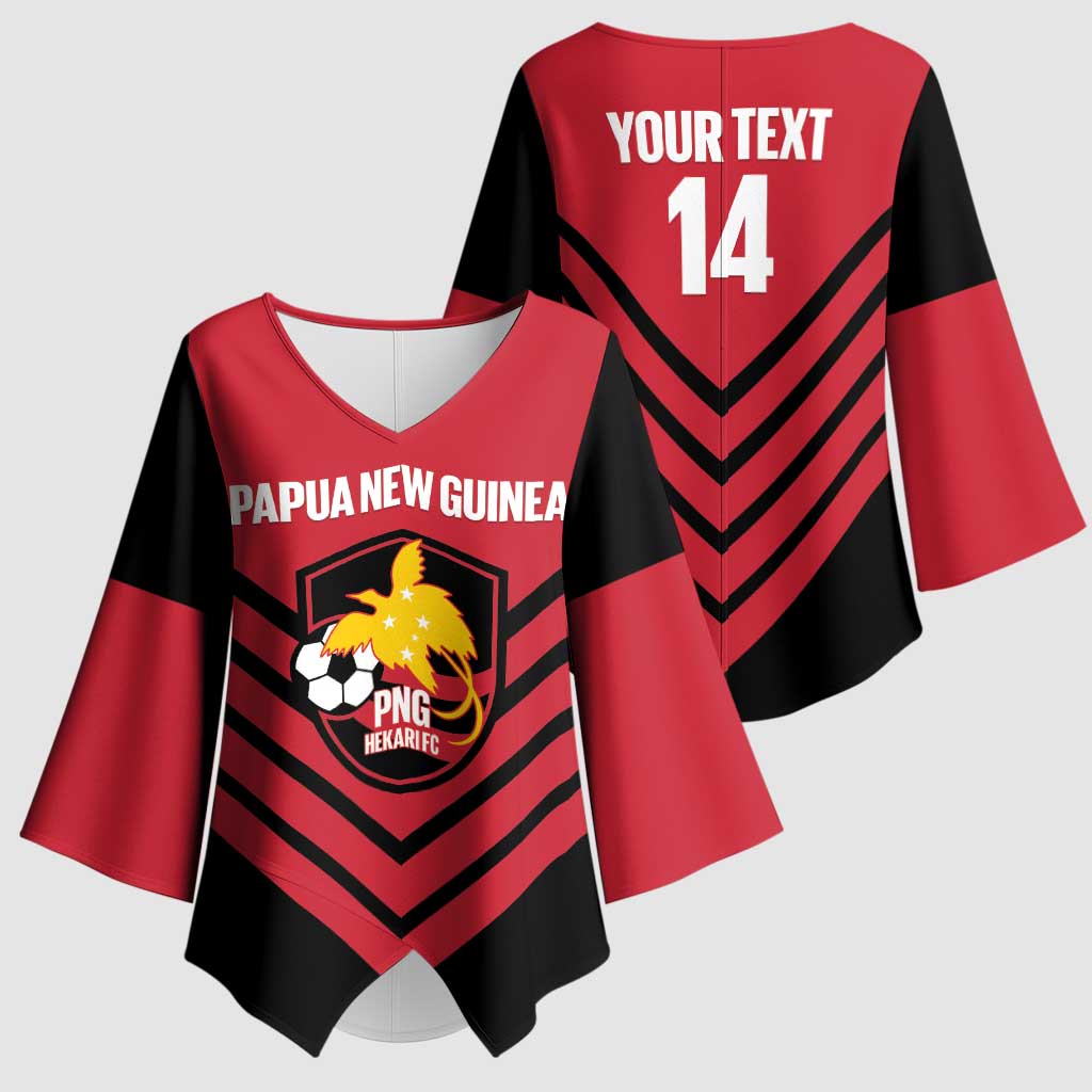 Hekari Papua New Guinea Football Custom Kimono Sleeve Blouse Go PNG Red Army LT14 - Polynesian Pride