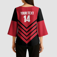 Hekari Papua New Guinea Football Custom Kimono Sleeve Blouse Go PNG Red Army LT14 - Polynesian Pride