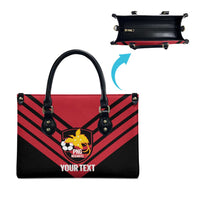 Hekari Papua New Guinea Football Custom Leather Bag Go PNG Red Army LT14 - Polynesian Pride