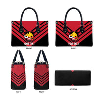Hekari Papua New Guinea Football Custom Leather Bag Go PNG Red Army LT14 - Polynesian Pride