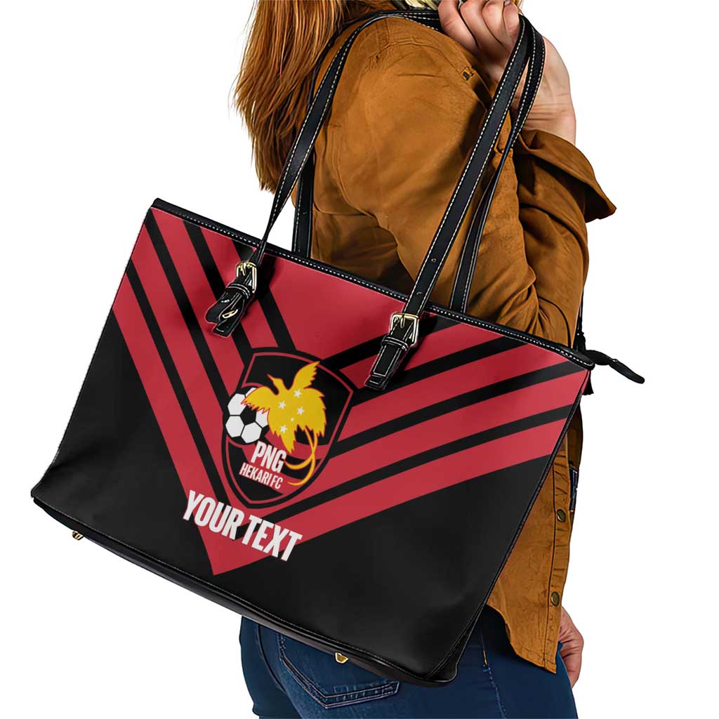 Hekari Papua New Guinea Football Custom Leather Tote Bag Go PNG Red Army