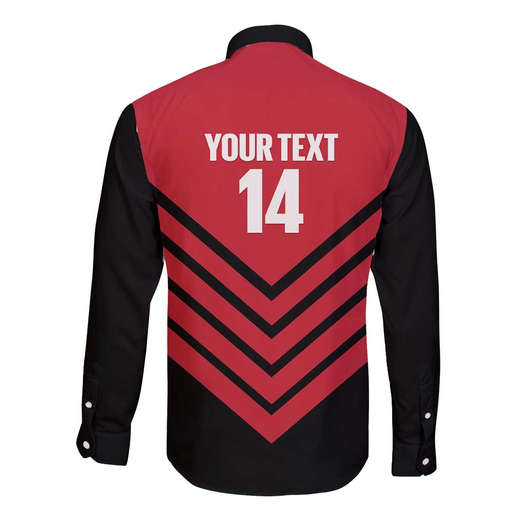 Hekari Papua New Guinea Football Custom Long Sleeve Button Shirt Go PNG Red Army LT14 - Polynesian Pride