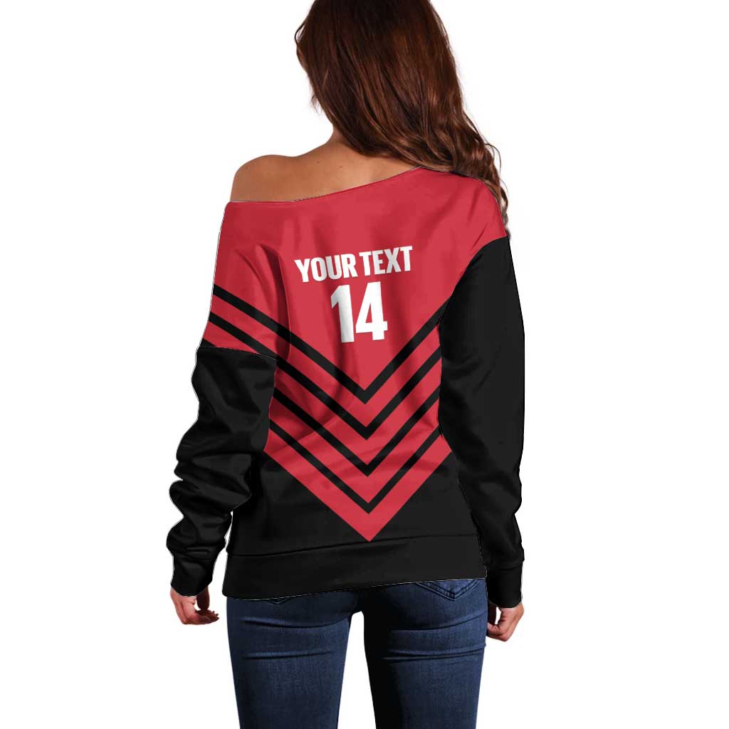 Hekari Papua New Guinea Football Custom Off Shoulder Sweater Go PNG Red Army LT14 - Polynesian Pride