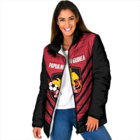 Hekari Papua New Guinea Football Custom Padded Jacket Go PNG Red Army LT14 Women Red - Polynesian Pride
