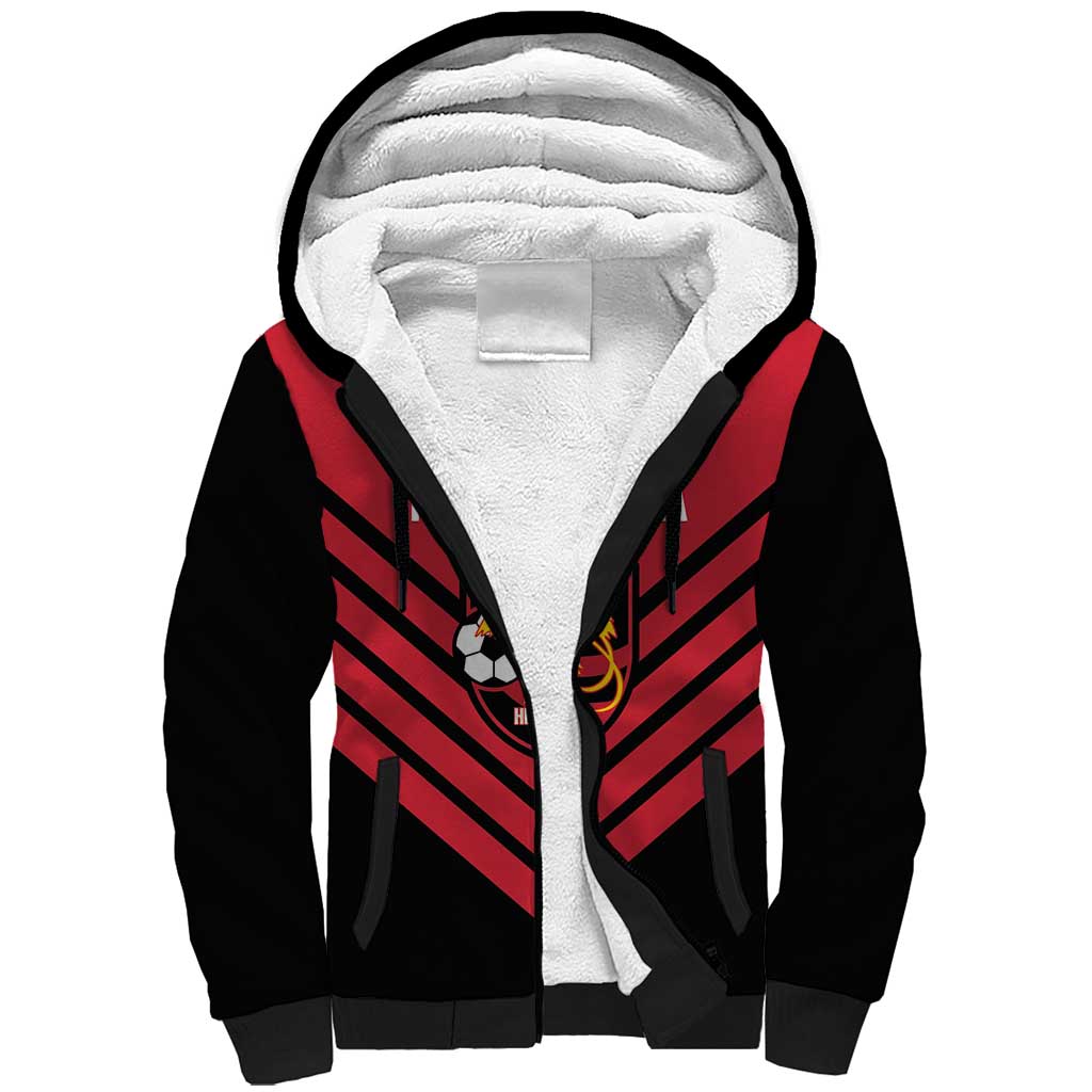 Hekari Papua New Guinea Football Custom Sherpa Hoodie Go PNG Red Army