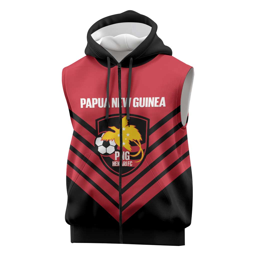 Hekari Papua New Guinea Football Custom Sleeveless Zip Hoodie Go PNG Red Army