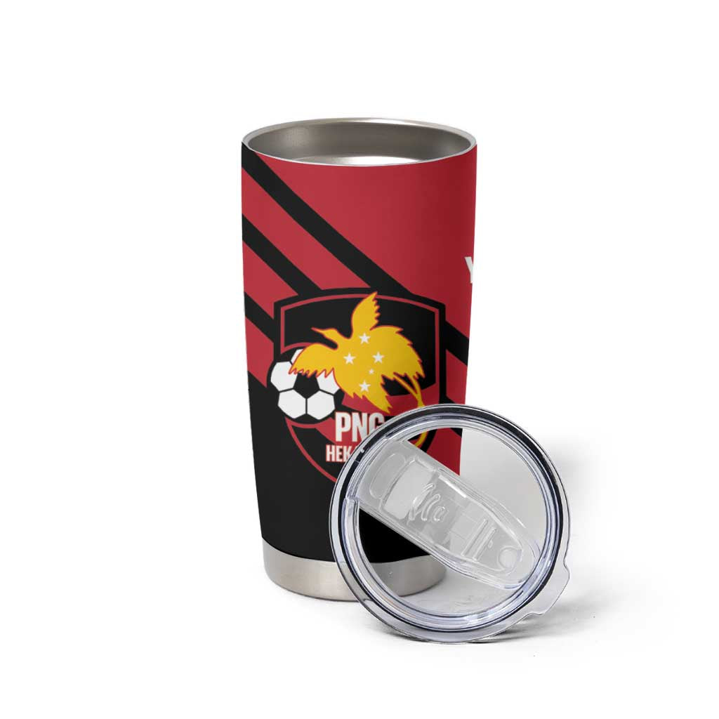 Hekari Papua New Guinea Football Custom Tumbler Cup Go PNG Red Army LT14 - Polynesian Pride