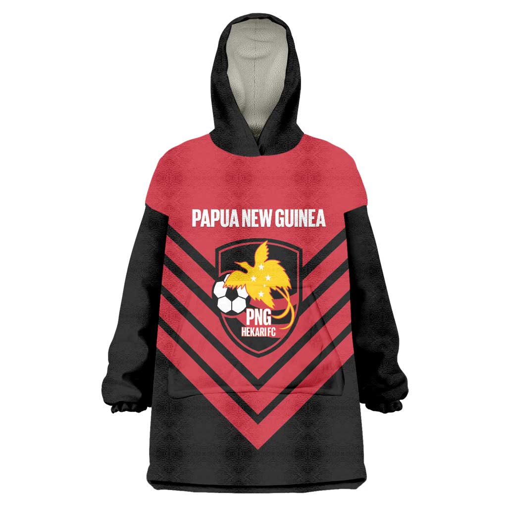 Hekari Papua New Guinea Football Custom Wearable Blanket Hoodie Go PNG Red Army