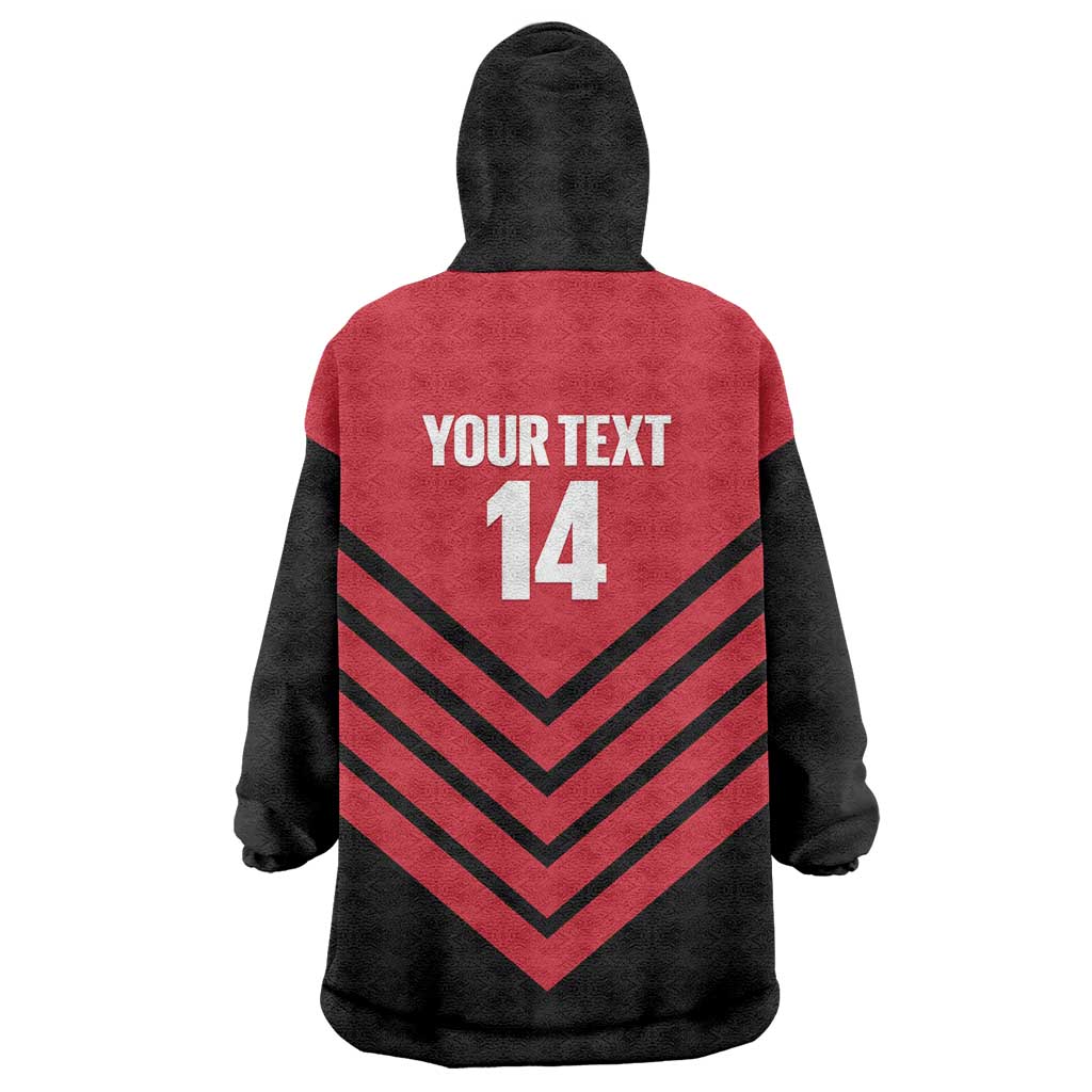 Hekari Papua New Guinea Football Custom Wearable Blanket Hoodie Go PNG Red Army