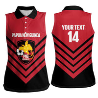 Hekari Papua New Guinea Football Custom Women Sleeveless Polo Shirt Go PNG Red Army LT14 - Polynesian Pride