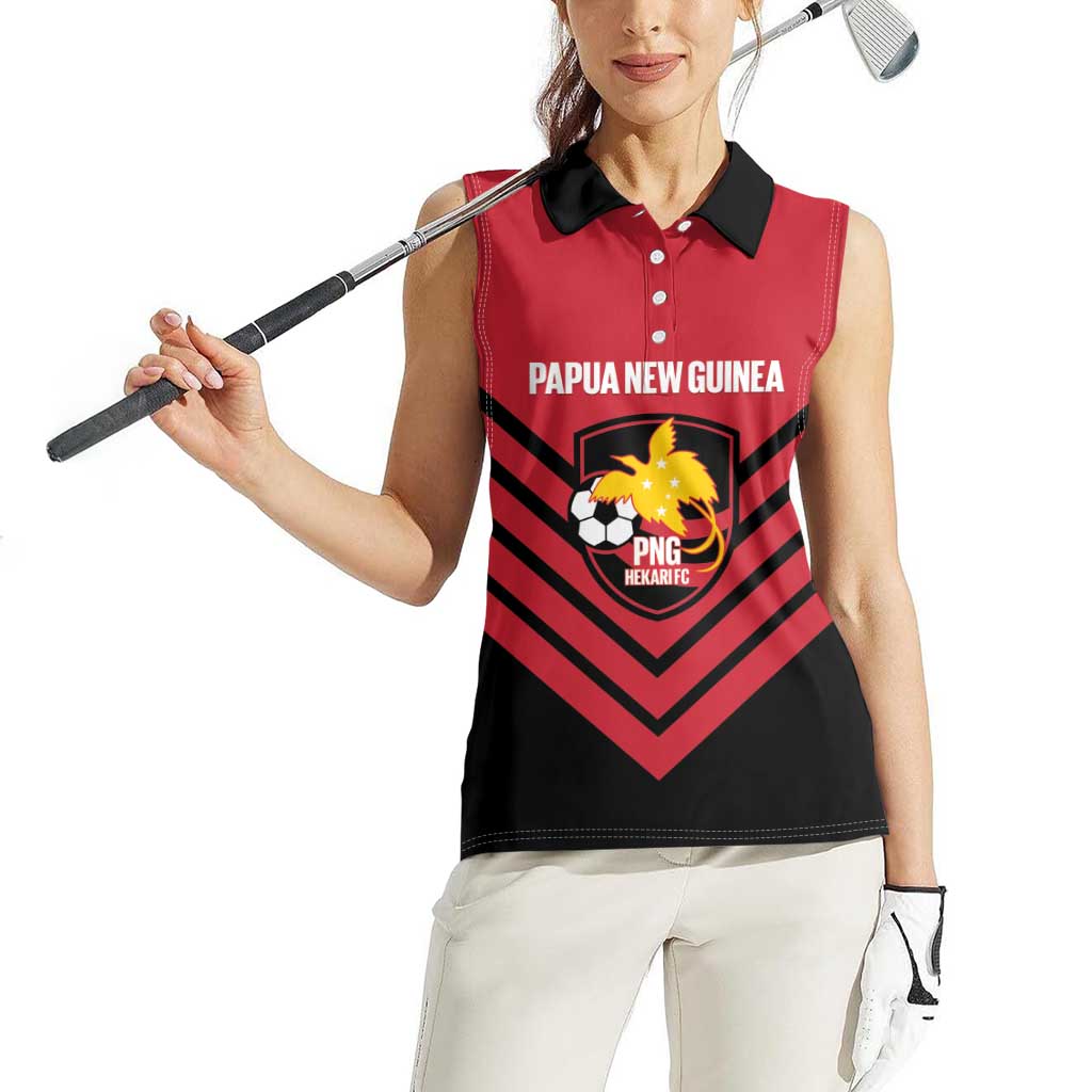 Hekari Papua New Guinea Football Custom Women Sleeveless Polo Shirt Go PNG Red Army LT14 - Polynesian Pride