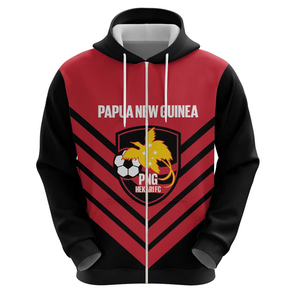 Hekari Papua New Guinea Football Custom Zip Hoodie Go PNG Red Army