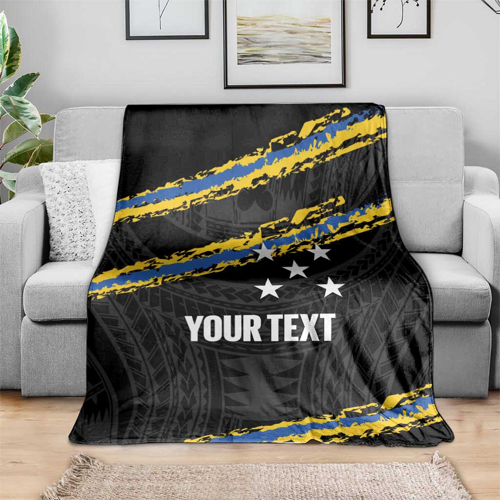 Kings Solomon Islands Football Custom Blanket Come On Solomons Polynesian Grunge Style