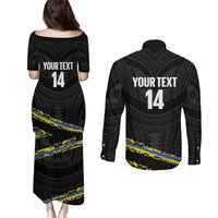 Kings Solomon Islands Football Custom Couples Matching Puletasi and Long Sleeve Button Shirt Come On Solomons Polynesian Grunge Style LT14 - Polynesian Pride