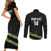 Kings Solomon Islands Football Custom Couples Matching Short Sleeve Bodycon Dress and Long Sleeve Button Shirt Come On Solomons Polynesian Grunge Style