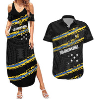 Kings Solomon Islands Football Custom Couples Matching Summer Maxi Dress and Hawaiian Shirt Come On Solomons Polynesian Grunge Style