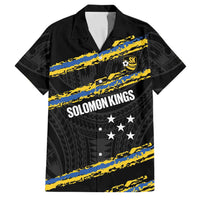 Kings Solomon Islands Football Custom Family Matching Mermaid Dress and Hawaiian Shirt Come On Solomons Polynesian Grunge Style LT14 Dad's Shirt - Short Sleeve Black - Polynesian Pride