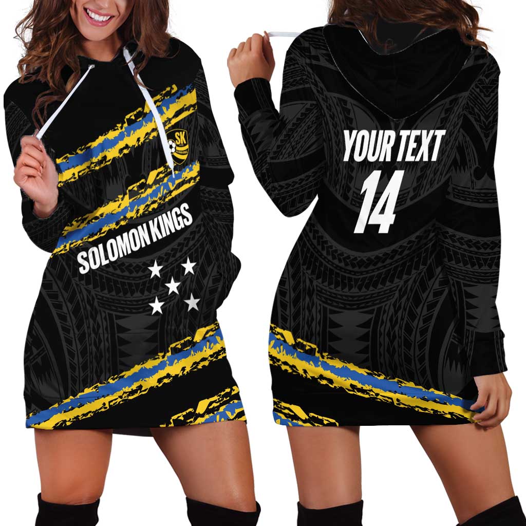 Kings Solomon Islands Football Custom Hoodie Dress Come On Solomons Polynesian Grunge Style LT14 - Polynesian Pride