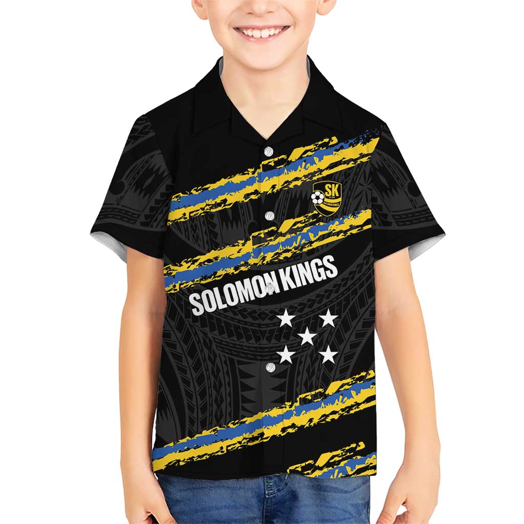 Kings Solomon Islands Football Custom Kid Hawaiian Shirt Come On Solomons Polynesian Grunge Style