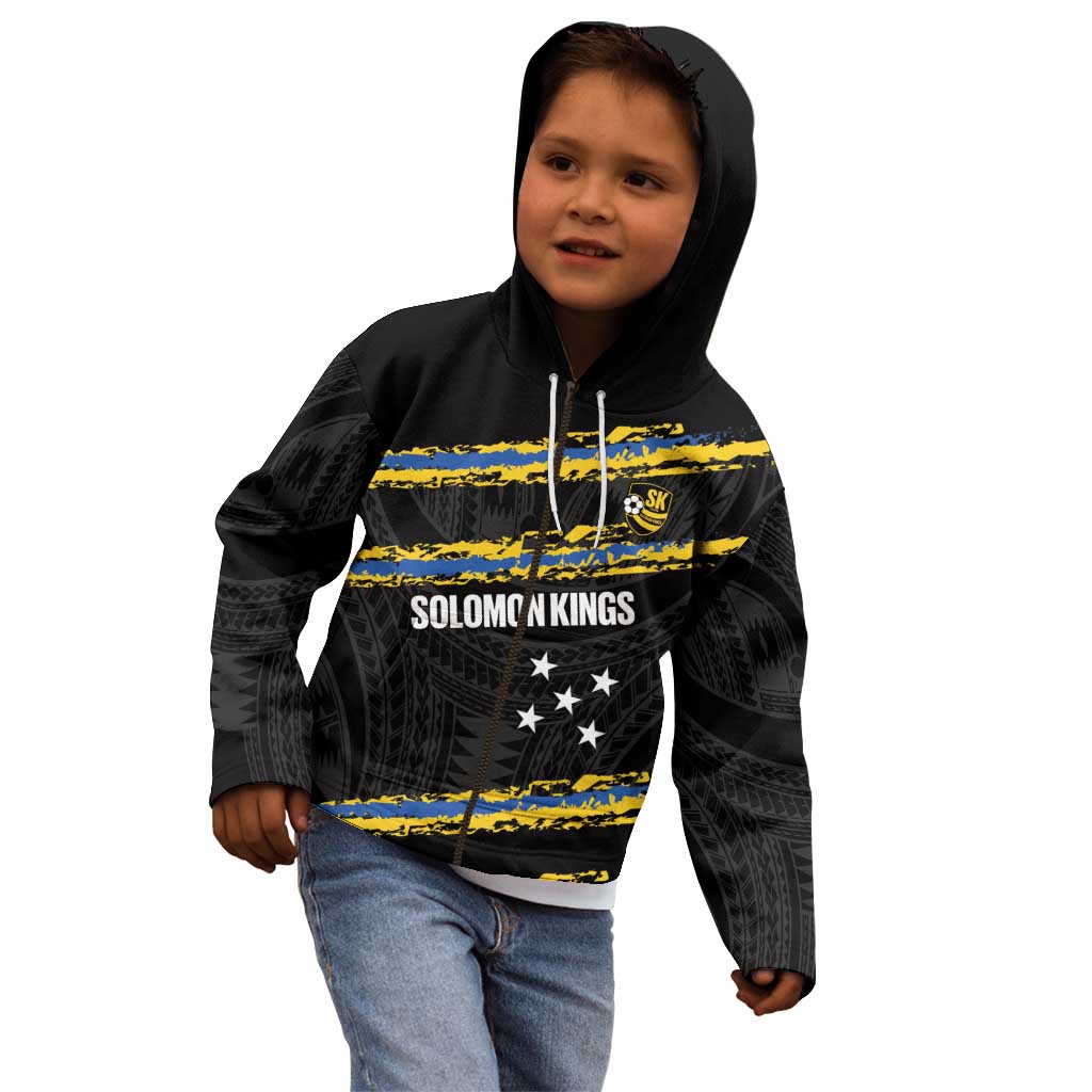 Kings Solomon Islands Football Custom Kid Hoodie Come On Solomons Polynesian Grunge Style LT14 - Polynesian Pride