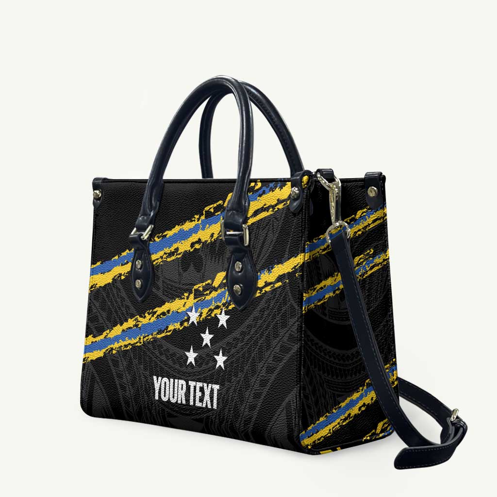 Kings Solomon Islands Football Custom Leather Bag Come On Solomons Polynesian Grunge Style LT14 Black - Polynesian Pride