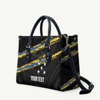 Kings Solomon Islands Football Custom Leather Bag Come On Solomons Polynesian Grunge Style LT14 Black - Polynesian Pride