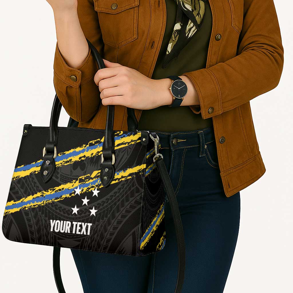 Kings Solomon Islands Football Custom Leather Bag Come On Solomons Polynesian Grunge Style LT14 - Polynesian Pride